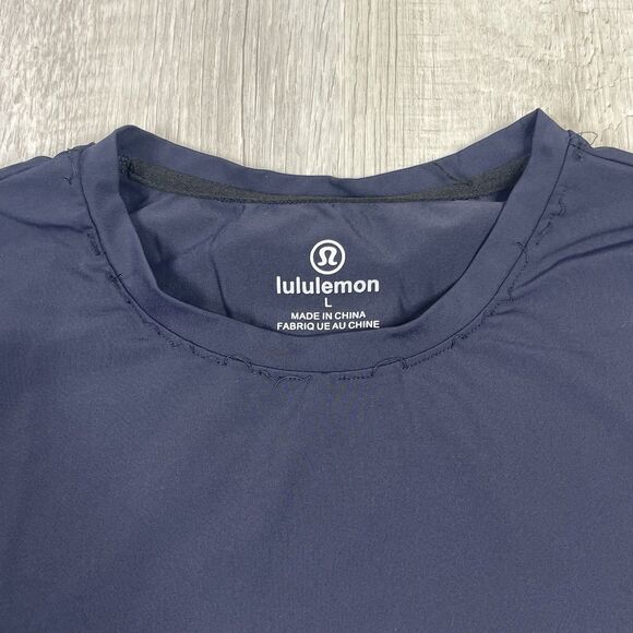 lululemon Womens Thick Short Sleeve T-shirt Navy Blue Athleisure Large Uniform N - Picture 2 of 6